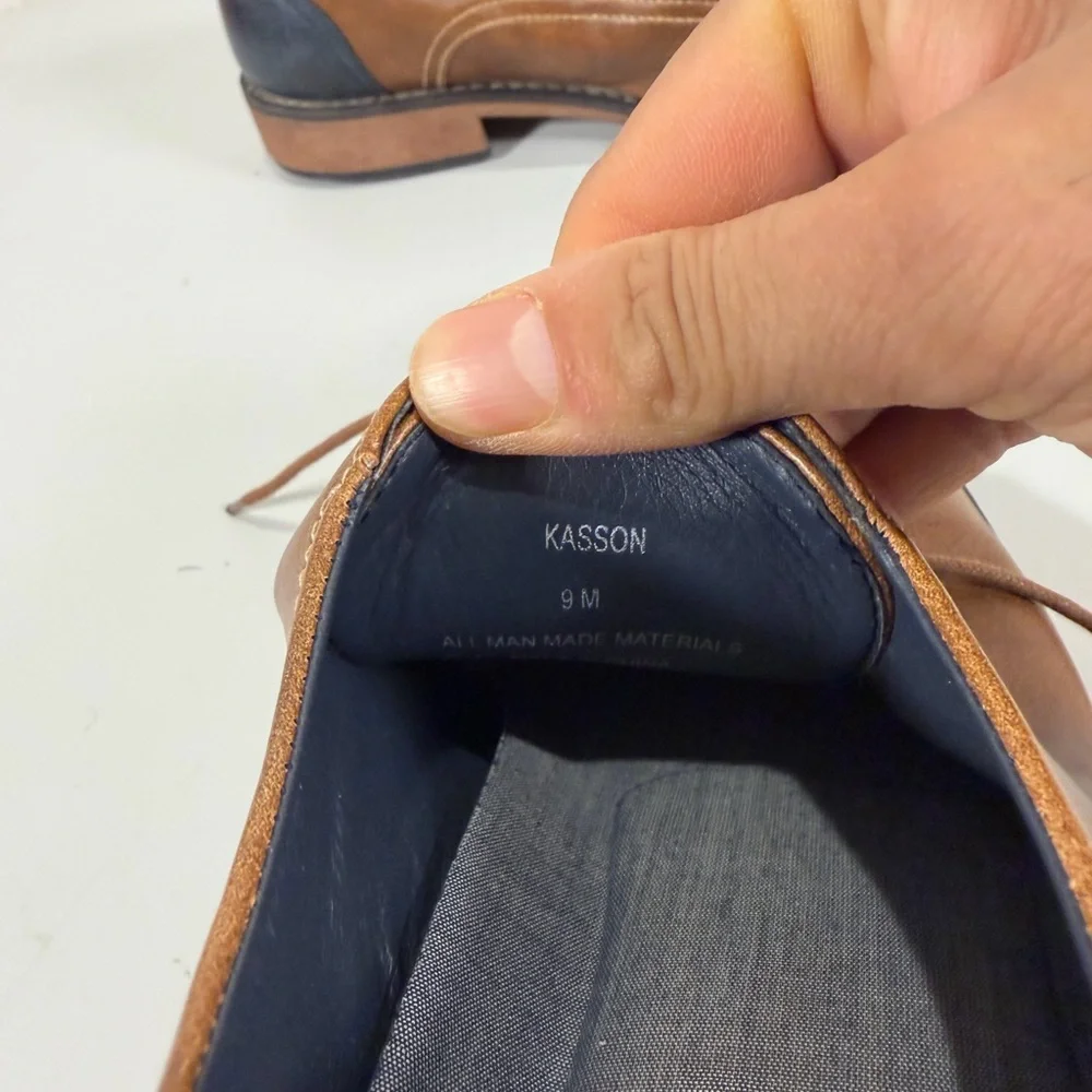 Izod kasson mens Oxford dress casual shoe size 9M dark tan and‎ navy blue